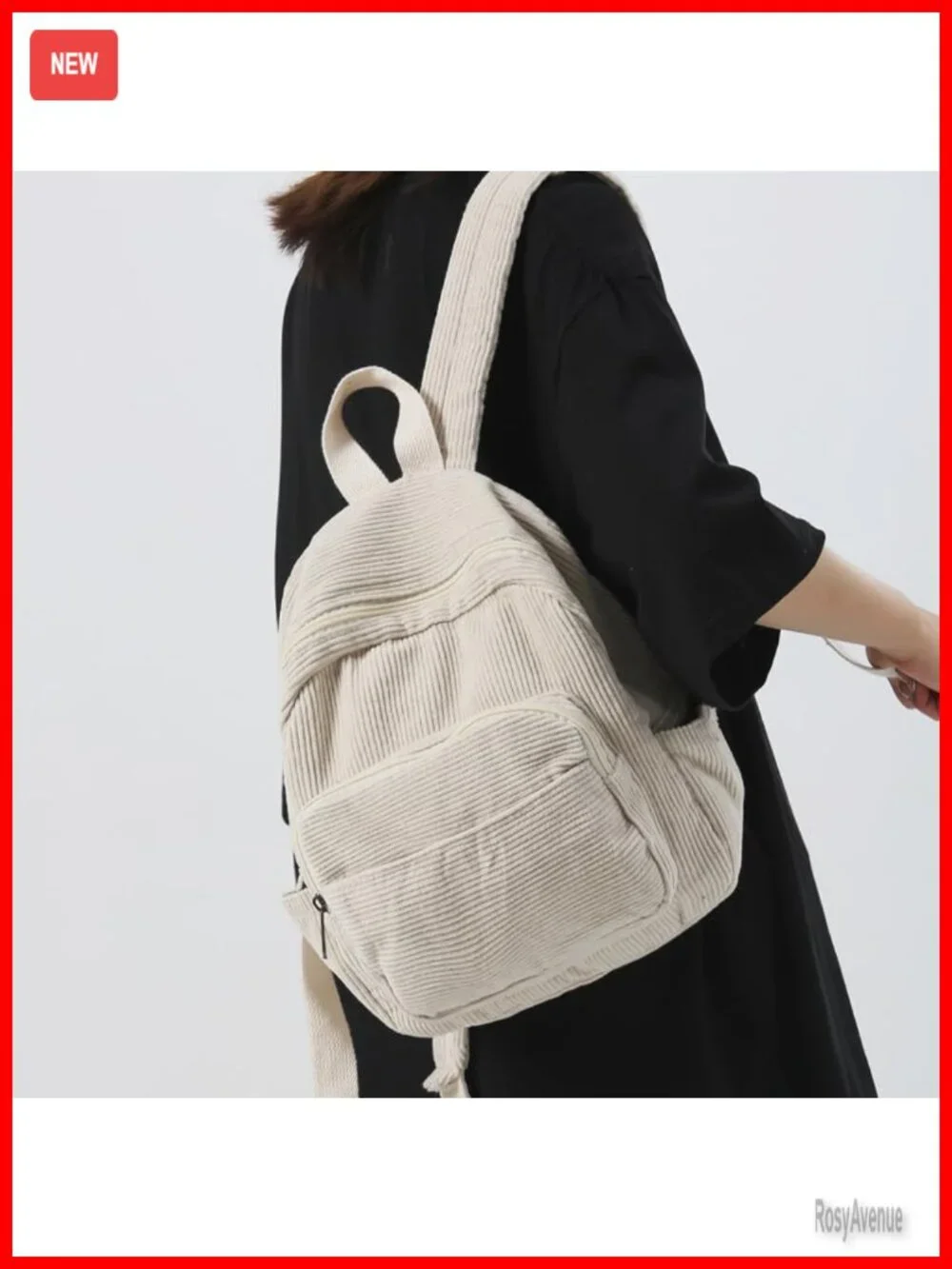 Corduroy Mini Backpack Purse for Women Travel Aesthetic Daypack
